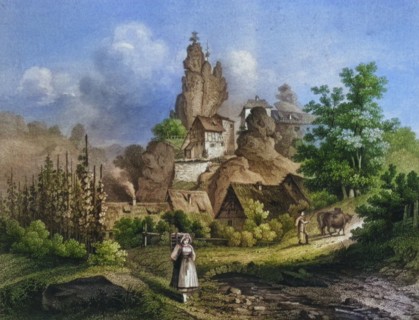 The Felsburg in Tüchersfeld. around 1850. Franconian Switzerland. Bayreuth district. Upper