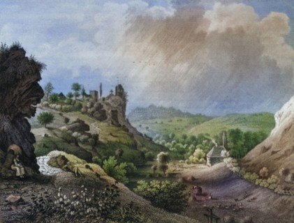 Castle ruins and village of Thüsbronn. Thuisbrunn. part of the town of Gräfenberg. district of