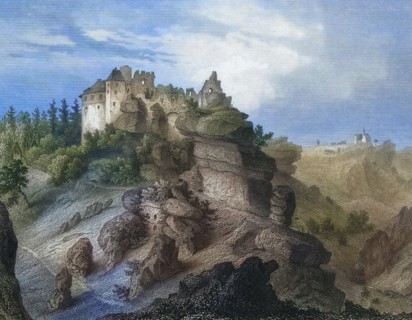 Rabenstein Castle. a high medieval spur castle. Ahorntal. Franconian Switzerland. Bayreuth district
