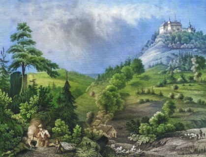 Greifenstein Castle around 1850. Franconian Switzerland. Heiligenstadt. Bamberg district. Upper