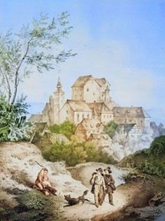 Village and castle of Hilpoltstein. around 1850. Franconian Switzerland. Forchheim district. Upper