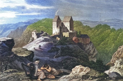 Rabeneck Castle. around 1850. high medieval aristocratic castle. Franconian Switzerland. Bayreuth