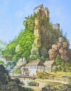 Rabeneck Castle. around 1850. high medieval aristocratic castle. Franconian Switzerland. Bayreuth