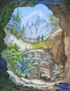 The Riesenburg. natural karst cave ruins near Engelhardsberg. Franconian Switzerland. Forchheim