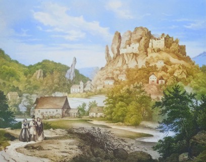 Castle and village of Streitberg. climatic health resort. Franconian Switzerland. around 1850.