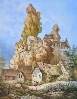 The Felsburg in Tüchersfeld. around 1850. Franconian Switzerland. Bayreuth district. Upper