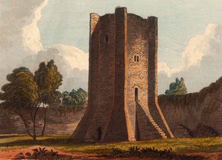 Watchtower of Conisbrough Castle. a medieval fortress in Conisbrough. South Yorkshire. England.