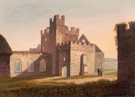The cathedral at Peel Castle. castle ruins in Peel on the British Isle of Man. originally built by
