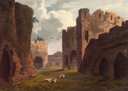 Entrance to Beaumaris Castle. ruins of a castle in the town of the same name on the island of