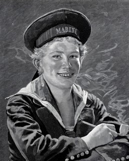 Young sailor. Navy. smoking a pipe. around 1880. Germany. Historical. authentic. digitally restored
