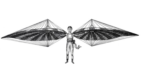 Flying machine from 1811 from Ulm. glider by Albrecht Ludwig Berblinger. the tailor from Ulm.