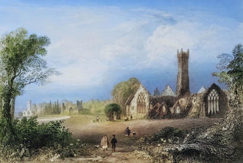 Augustinian Abbey. Adare. Ireland. With the Fitzgerald Castle and the Francescan Abbey. from The