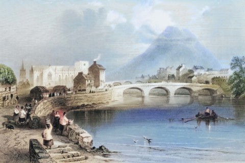Ballina. County Mayo. Ireland. from The Landscape and Antiquities of Ireland. 1841. digital