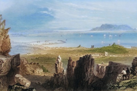 Dublin Bay. from the quarries of Kingstown. Diblin. Ireland. from The Scenery and Antiquities of