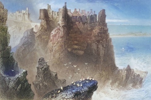 Dunluce Castle. County Antrim. Ireland. from The Scenery and Antiquities of Ireland. 1841. digital