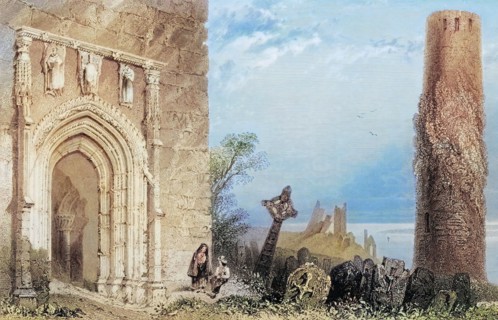 Entrance to Temple Mcdermot. Clonmacnoise. Ireland. from The Landscape and Antiquities of Ireland.