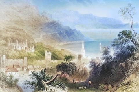 Glenarm. County Antrim. Ireland. from The Scenery and Antiquities of Ireland. 1841. digital