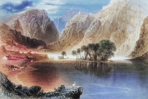 Gougane Barra Lake. County Cork. Ireland. from The Landscape and Antiquities of Ireland. 1841.