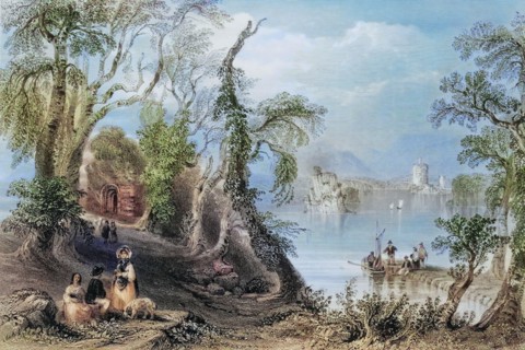 Innisfallen. Lake Killarney. County Kerry. Ireland. from The Scenery and Antiquities of Ireland.