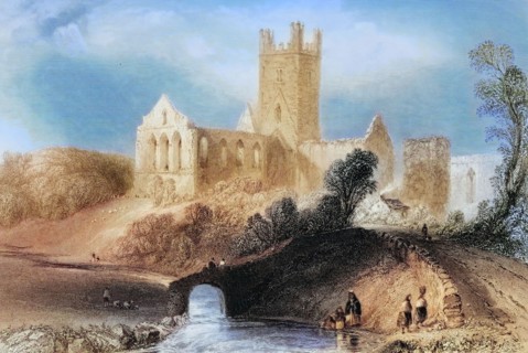 Jerpoint Abbey. Thomastown. County Kilkenny. Ireland. from The Scenery and Antiquities of Ireland.