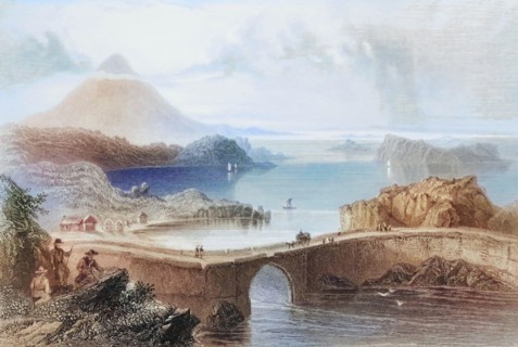 Pontoon Bridge. Lough Conn. Ireland. from The Landscape and Antiquities of Ireland. 1841. digital