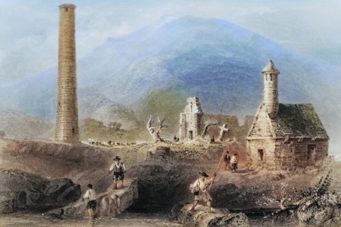 Round Tower. Glendalough. County Wicklow. Ireland. from The Scenery and Antiquities of Ireland.