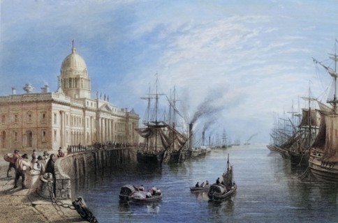 The Custom House. Dublin. Ireland. from The Scenery and Antiquities of Ireland. 1841. digital