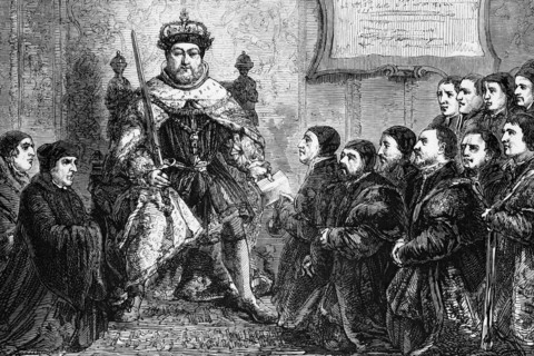 Henry VIII grants a charter to the Worshipful Company of Barber-Surgeons. England 1539. digital
