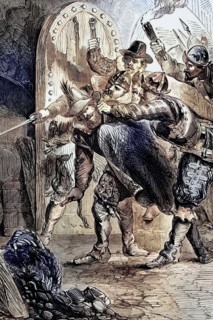 The arrest of Guy Fawkes (1570-1606) on 5 November 1605. as a member of a group of English