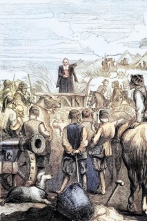 Protestant service in a Puritan camp during the English Civil War. 1643. England. digital