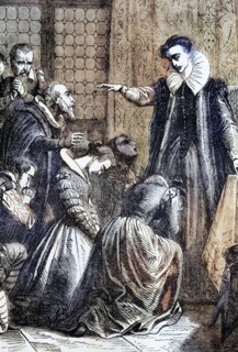 Mary Stuart bids farewell to her companions before her execution on 8 February 1587 at Fotheringhay