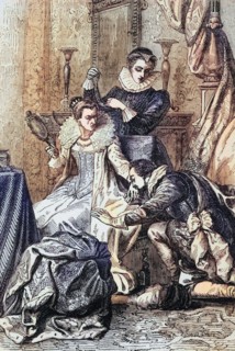 The reconciliation between Robert Devereux. 2nd Earl of Essex (1565 to 1601). an English nobleman