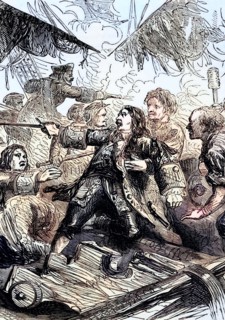 The death of Admiral Carter during the Battle of Barfleur off the coast of Lower Normandy in