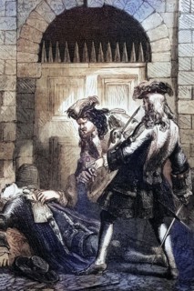 Out of jealousy of a woman. Captain Richard Hill and Charles Mohun. 4th Baron Mohun. ambushed