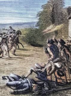 Skirmish at Lexington. the first military engagement of the American Revolutionary War. fought on