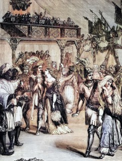 Costume ball in honor of General William Howe. 5th Viscount Howe. (10 August 1729 – 12 July 1814).