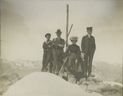 Ugo, Mario, Ernestina, and Marco Bertarelli at the summit of Piz Surlej in Engadine