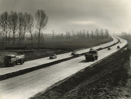 Trench preparation near Somaglia during highway construction