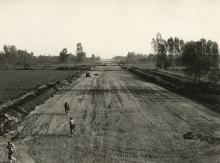 Highway construction work near Milan
