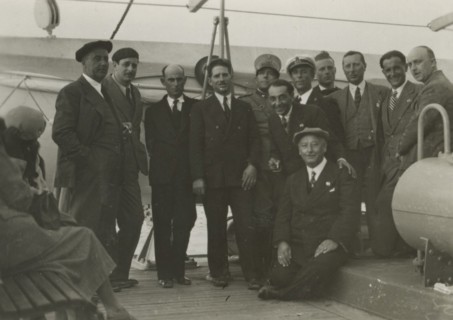 On board a steamship. 
	
		1924