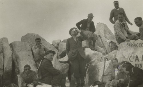 Hikers stopping on the Adamello. 1936