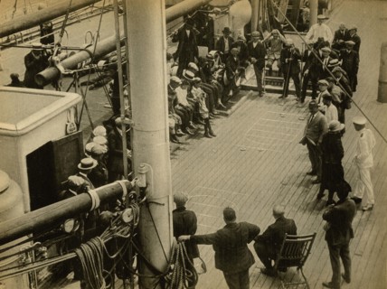 Games on the third class deck of the Giulio Cesare