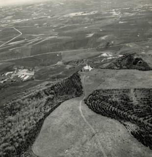 Aerial view of the church of San Salvatore, between the towns of La Martella and Timmari, west of Matera