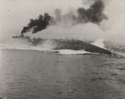The sinking of the Austrian battleship S. Stefano off the island of Premuda.