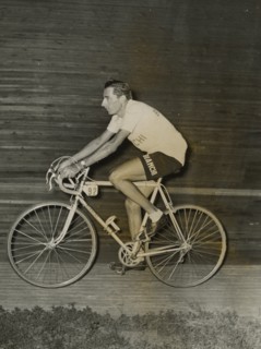 Fausto Coppi at the Vigorelli velodrome.