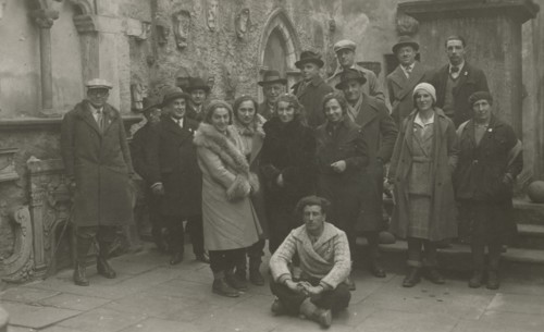 Members of the Touring Club Italiano  in front of Palazzo Silva in Domodossola. 
	
		1931