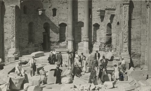 Excursionists in the Basilica of the Severi in Leptis Magna. 1931