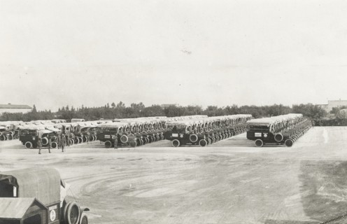 The Caravan's trucks in Riva del Garda. 1919