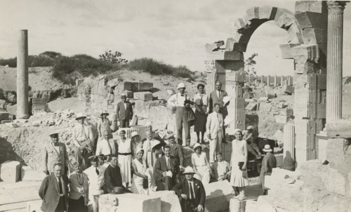 Excursionists in front of Trajan's Arch in Leptis Magna. 1931