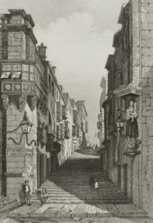 Valletta, Malta. Saint John street. Engraving. Lemaitre direxit. History of Malta and Gozo, by